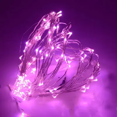 Водонепроницаемый 12 в 10 м светодиодный светильник-гирлянда из меди/серебра на Рождество, свадьбу, вечеринку, сказочный декоративный светильник s светодиодный, Рождественская гирлянда - Испускаемый цвет: Розовый