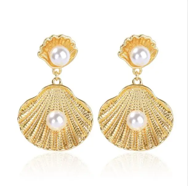 Fashion 2019 Natural Sea Shell Drop Earrings For Women Colorful Painted Shell Beads Pendant Earring Summer Beach Jewelry Brincos SHBE-E09