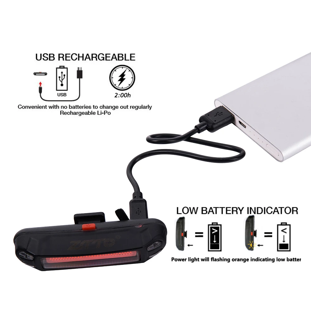 Sale ZTTO Waterproof MTB Moutain Road Bike Bicycle Cycling Front Rear USB Rechargeable Safe 30 LED 100 Lumen Light Taillight WR01 4