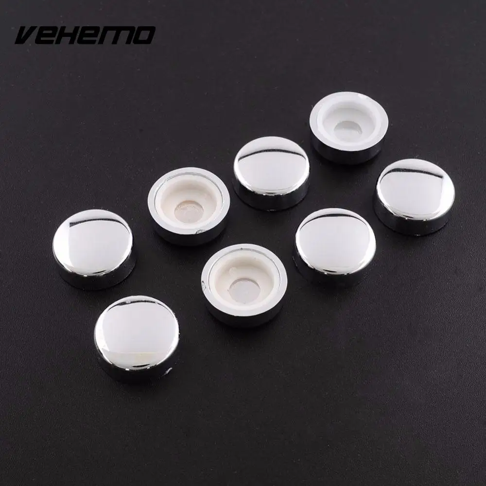 

8pcs Silver White Chrome Caps License Plate Frame Screw Nut Caps+Bolt Covers Adapter Rings For Car Professional Replacement Part