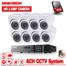 1080P 8CH AHD DVR HD CCTV Security Camera 8pcs outdoor bullet Day/Night IR Surveillance Camaras Kit camaras de seguridad
