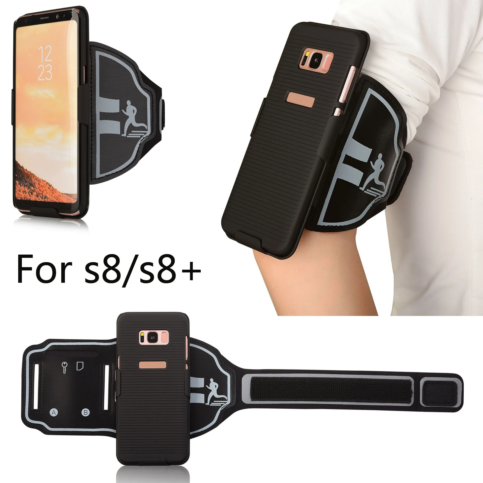 

2in1 Armband + Phone Case Sports Running Arm Band Holder Bag For Samsung Galaxy S8/S8 Plus S8+ Hard Back Case