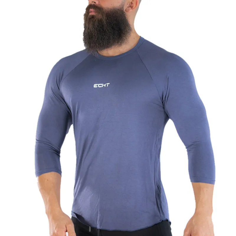 

Brand New Autumn Men T shirt Three Quarter Sleeved O-neck Fashion Casual Print Male Tops Tee M-XXL