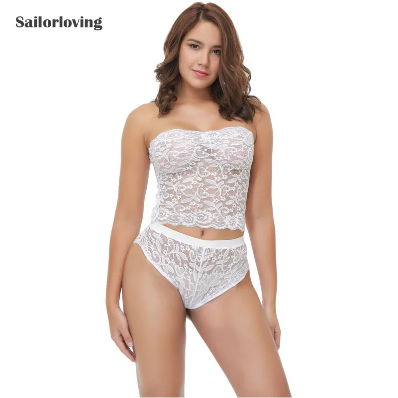 Sailor loving Новые 2 шт женские белые сексуальные кружевные трусы-плавки наборы babydoll