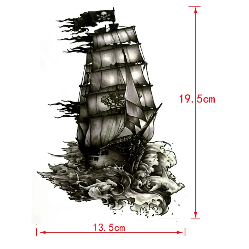 Черная жемчужина пиратский корабль водонепроницаемые Временные татуировки harajuku мужские поддельные татуировки ручной работы наклейка хна татуировки рукава татуировки