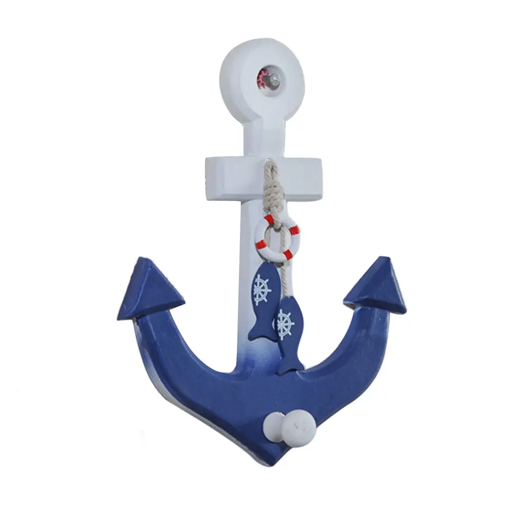 Nautical Anchor Wall Hanging Hook Buoy Fish Decor Coat Hat Mediterranean