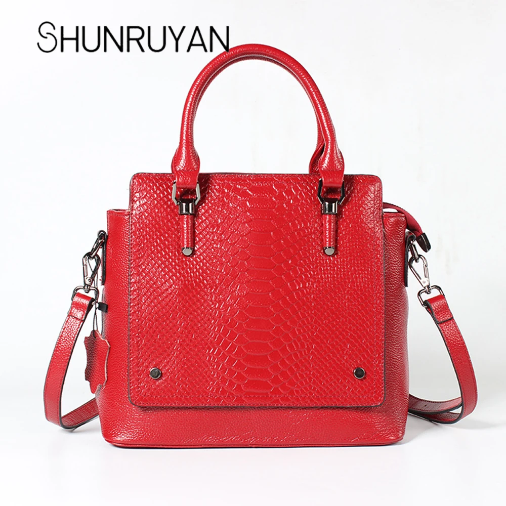 

SHUNRUYAN Brand Design Fashion Women's Leather Bag Ladies Large Capacity Bag Casual Tote Bag Leather Handbag Bucket Bag