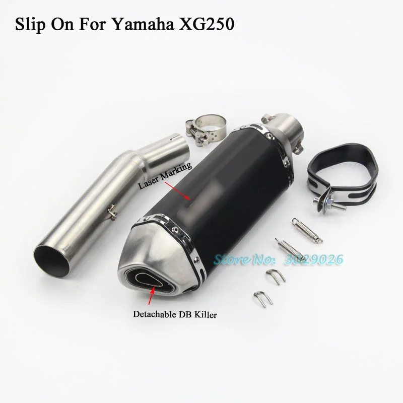 XG250 Slip On For Yamaha Tricker XG 250 Motorcycle Modified Exhaust Muffler Escape Set with Middle Link Pipe Adapter Connect