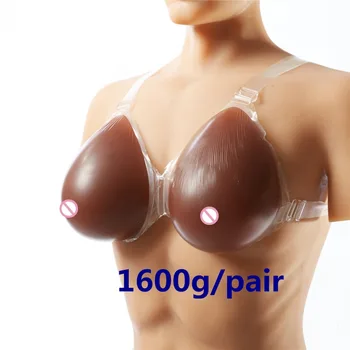 

Crossdresser Transgender Boobs 1600g/pair Teardrop Silicone Breast Strap On Artificial Breast False Breast Forms
