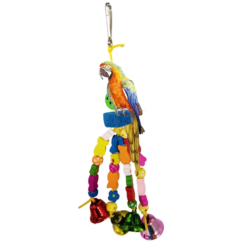 

Parrot Hanging Toy Bird Cage Swing Pet Bird Hanging Bell Toy Macaw Parrot Love Bird Finch Bird Chew Toy Supplies