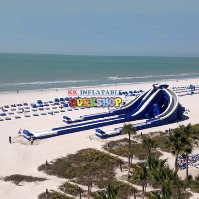Beach island inflatable water park Giant inflatable hippo Cliffhanger water slide in Sapin 6