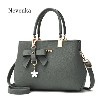 

Nevenka 2018 Women Handbags Brand Design Leather Bags Bow Star Pendant Fashion Solid Style Shoulder Bags Luxury Casual Tote