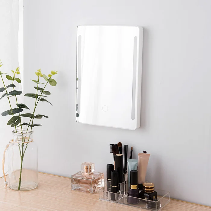 Smartloc пластиковый прямоугольник увеличительный, светодиодный сенсорный экран настенное зеркало для ванной дамское зеркальце туалетный столик стенд 11x7,8 дюймов