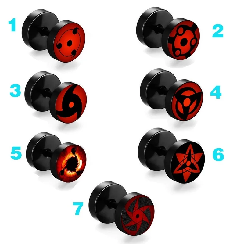 2 шт./лот наруто Sharingan Shippuuden Eyes женские и мужские серьги из нержавеющей стали