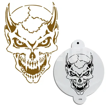 

Kitchen Accessories Skull Cake Stencil Baking Mold Cupcake Decoration Template Mold Coffee Mould Fondant Cake Decorating Tools