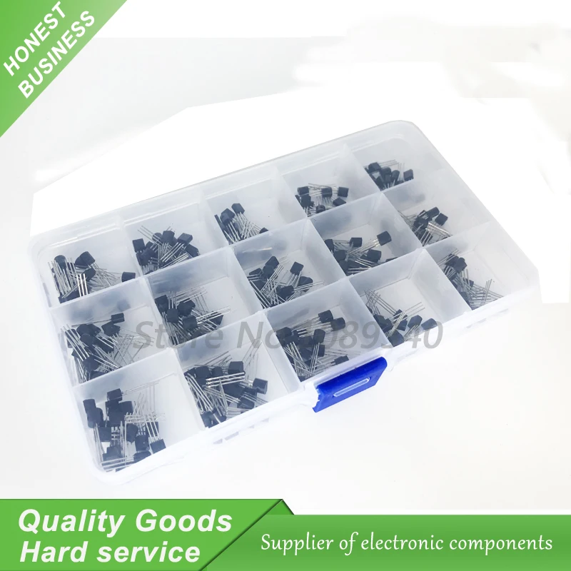 

15Value*20pcs TO-92 Assorted Kit 2N2222 S9012 S9013 S9014 S8050 S8550 2N3904 2N3906 2N5401 2N5551 A42 A92 A1015 C1815 13001