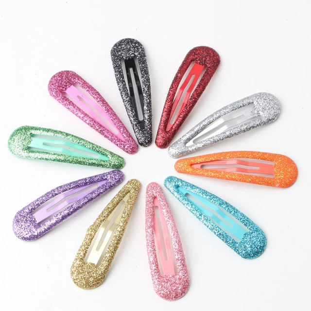 18pcs Snap Hair Clips Glitter Metal Barrettes Baby Kids Children Pins  Hairpins #