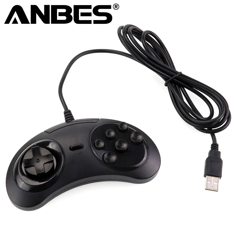 

For SEGA Genesis/MD2 Y1301 USB Gamepad Game Controller 6 Buttons SEGA USB Gaming Joystick Holder for PC MAC Mega Drive Gamepads
