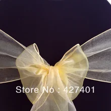 Высокое качество светло-Золотая органза/органза стул лук для свадьбы события и вечерние украшения