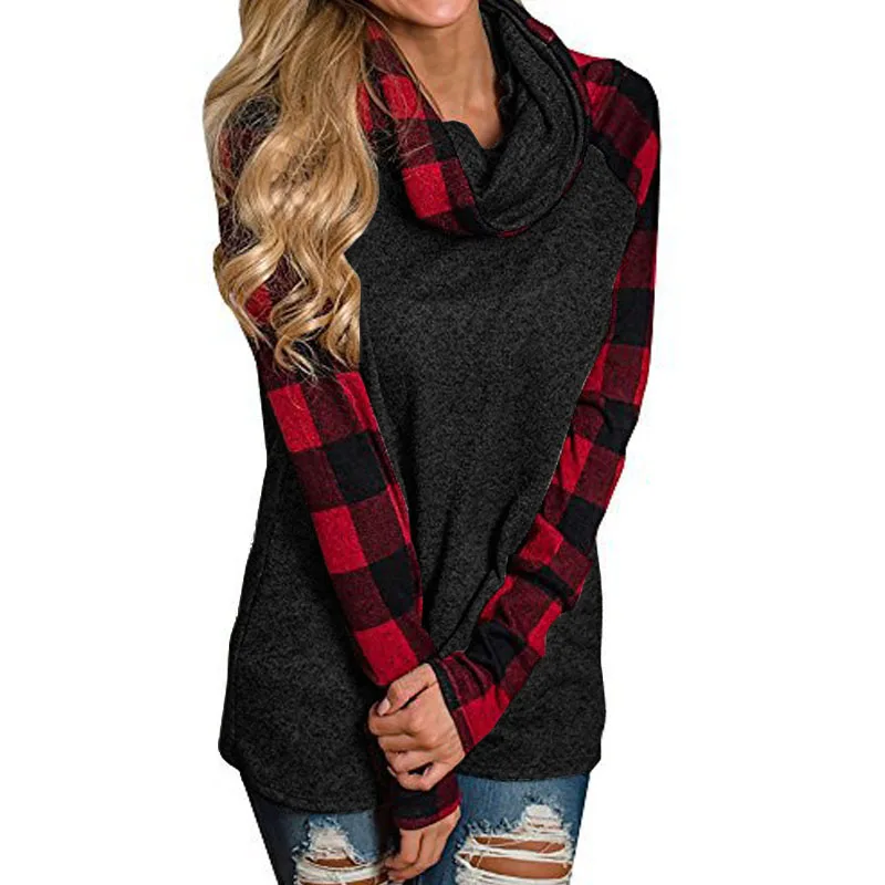Ceny Top Moda ZANZEA Rocznika Stałe Patchwork Wyboru Kratę Pracy OL Koszula Kobiety Dorywczo Golfem Luźna Bluzka Z Długim Rękawem Pullover