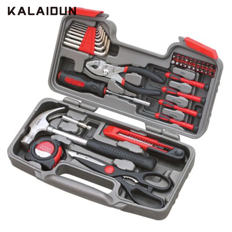 

KALAIDUN Hand Tool Set Original 39 Piece General Household Repair Tools Portable with Plastic Toolbox Molded Storage Case Kit