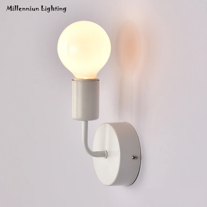 E27ウォールランプac110 240v現代リビングルーム寝室階段壁ランプ北欧シンプルな家の装飾ライトホワイト千秋1670wall lamp nordicwall lampe27 wall