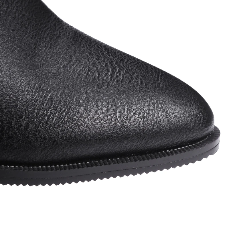 Karinluna 2018 Spring And Autumn Fashion Pointed Toe Slip-On Ankle Boots Mature High Square Heel Women Shoes Plus Size 32-47 Women's Shoes