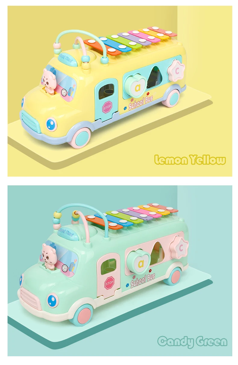 Новорожденные 7 весов Мелодия пианино клавиатура школьный автобус Развивающие игрушки для детей музыкальные 0-12 месяцев Детские игрушки