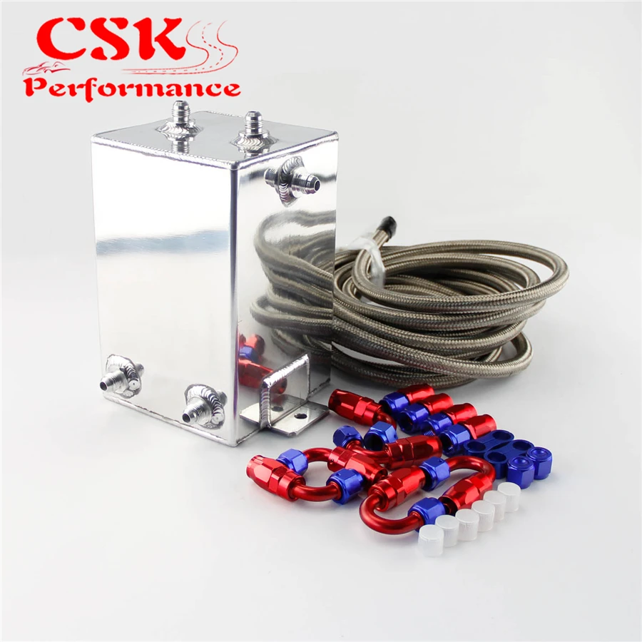 

AN6 3L 3 Litre Swirl Port Fuel Surge Tank Polished +5M Line +AN6 Fittings kit Black / Polished Silver / Matte Silver