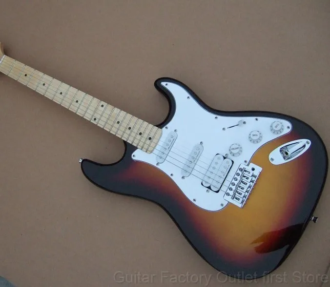 

Factory store sunset sunbust STRAT maple fretboard HSS pickguard 6 string Electric Guitar
