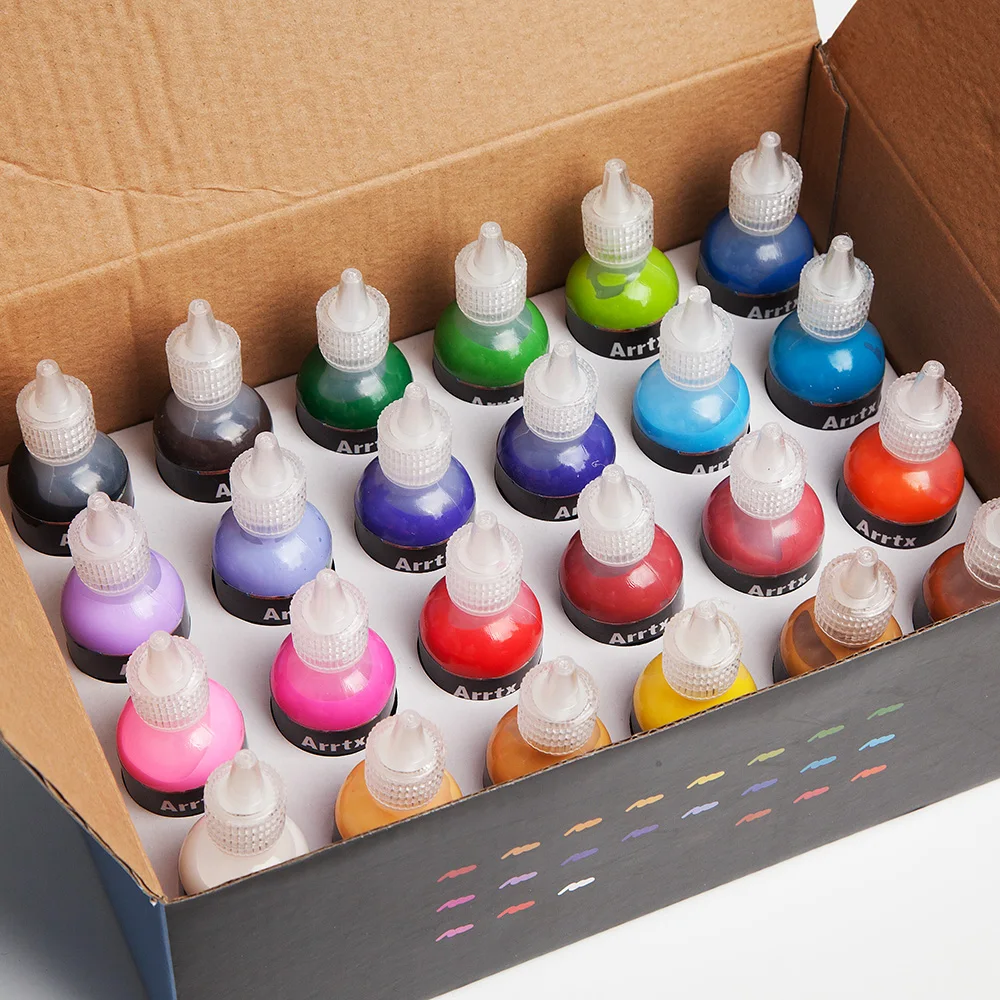 Najtaniej Arrtx 24 w różnych kolorach farba do tkanin 3D do tkanin płótna drewna ceramiki szkła końcówka o drobnym punkcie do precyzyjnego zastosowania nietoksyczny