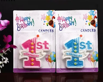 

Baby 1 year birthday candle cartoon candle smokeless green birthday candle one year old celebration green candle