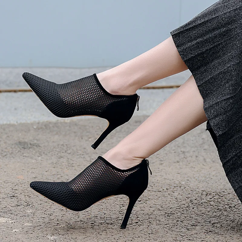 Wildleder High Frau Hochzeit Stiefel Ankunft Für apricot Neue Memunia Schwarzes Stiefeletten 2019 Schuhe Party Dünne Sommer Frauen Leder Heels Aushöhlen Z71TzYq