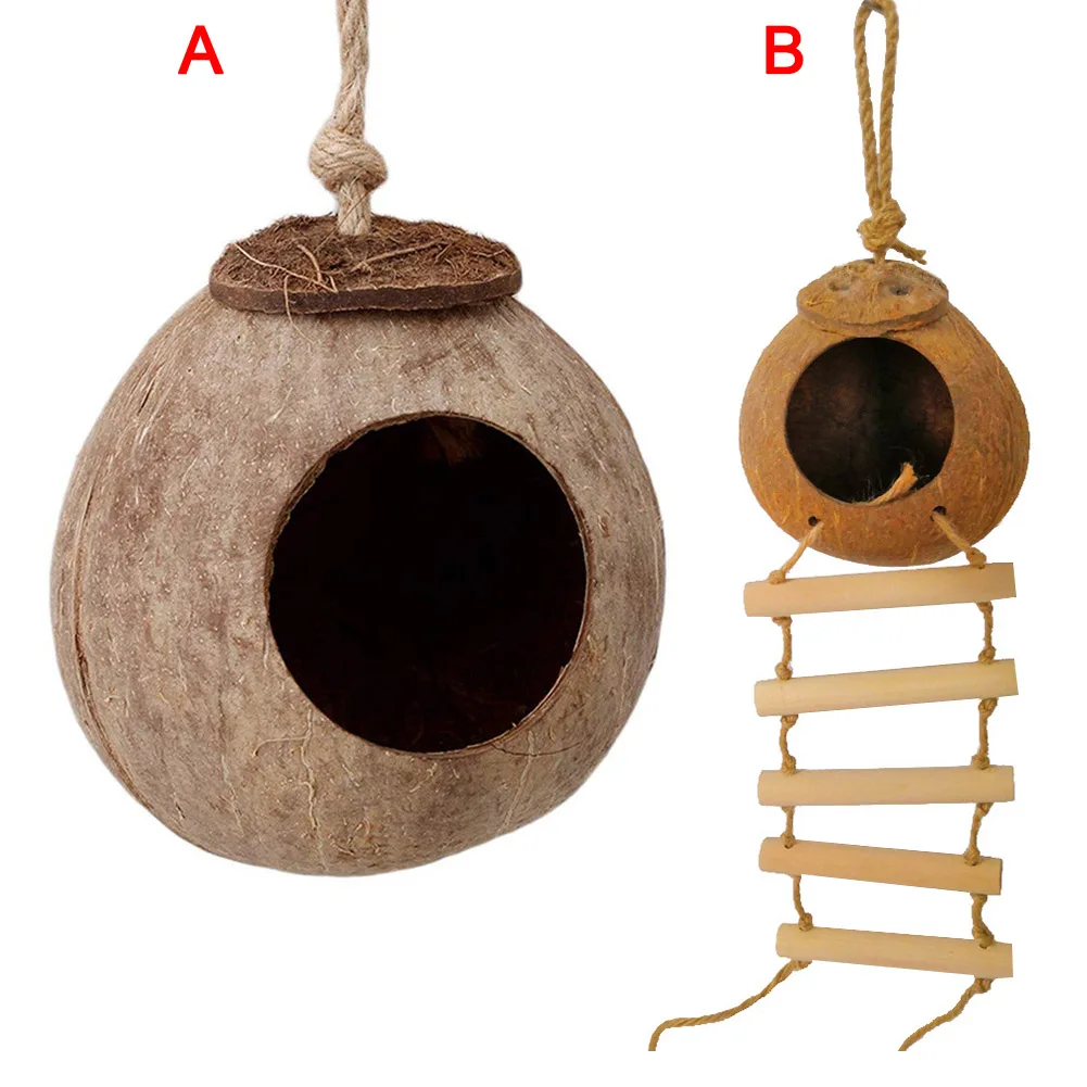 Птицы Кокосовая Скорлупа разведение гнездо попугаи хомяк подъем Лестничные Качели подвесная игрушка Nido de loros HTQ99