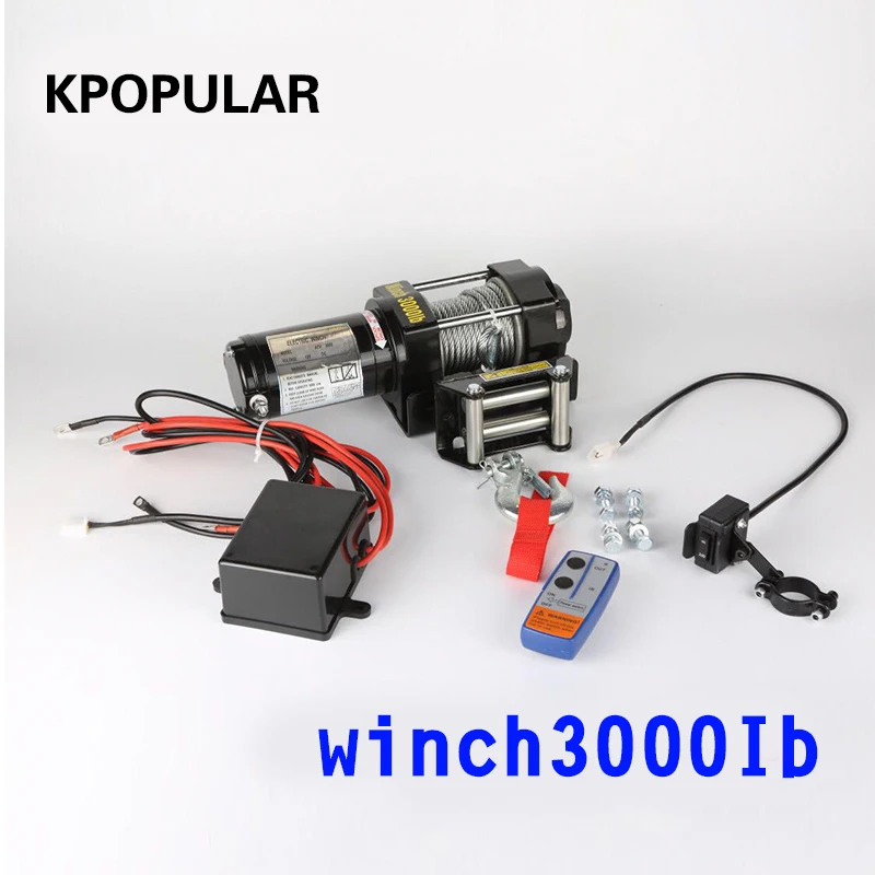 Goedkoop Lier auto tuning elektrische lier 2000 3000 4000 lb12v 12m Draad touw ATV lieren voor Strand buggy boot hoist zelfhulp Rescue