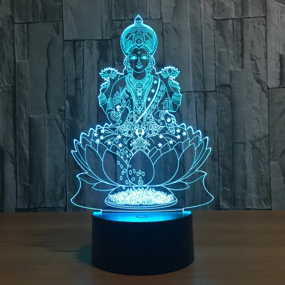 Lotus Guanyin Bodhisat 3D оригинальная Ночная подсветка Lampara прикроватный ночник 7 цветов Bulbing лампа домашняя ночнушка декоративная