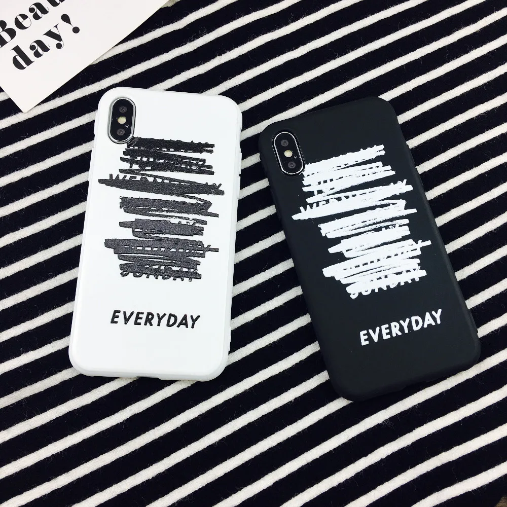 Black White Phone Cases For iPhone 7 8 Plus X 6 6s Plus Fundas Soft
