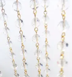 50 метров 10 мм Хрустальный шар Бусины цепи + золотой Инструменты для наращивания волос Стекло Strand гирлянды