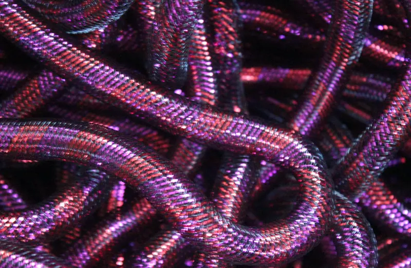 Фиолетовый и красный полосатый трубчатый кринолин 60 ярдов высокого качества Cyberlox 16 мм