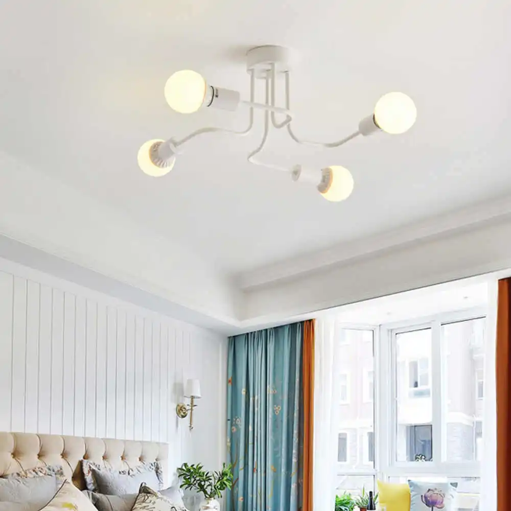 

Retro Industrial Loft Nordic Pipe Wrought Iron Ceiling Light 4 Heads Ceiling Lamp Luminaria Led for Restaurant Cafe Bar Decor