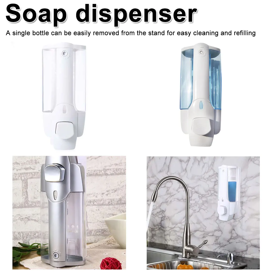 

Wall Mounted Liquid Soap Dispenser Bathroom Hand Sanitizer Shower Gel Shampoo soap dispenser 350 ml