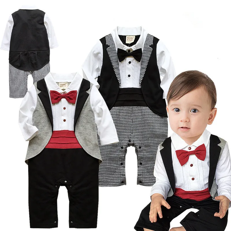 Newborn Baby Boy Clothes Bow Tie Baby Boys Clothing Patchwork Cotton