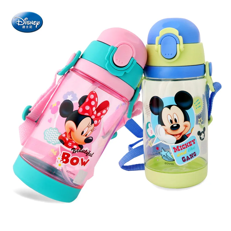 

520ml Cartoon Baby Feeding Cup With Straw Babys Feeding Bottle For Water With Handle Mickey Bottle Lovely Sippy Cups Outdoor