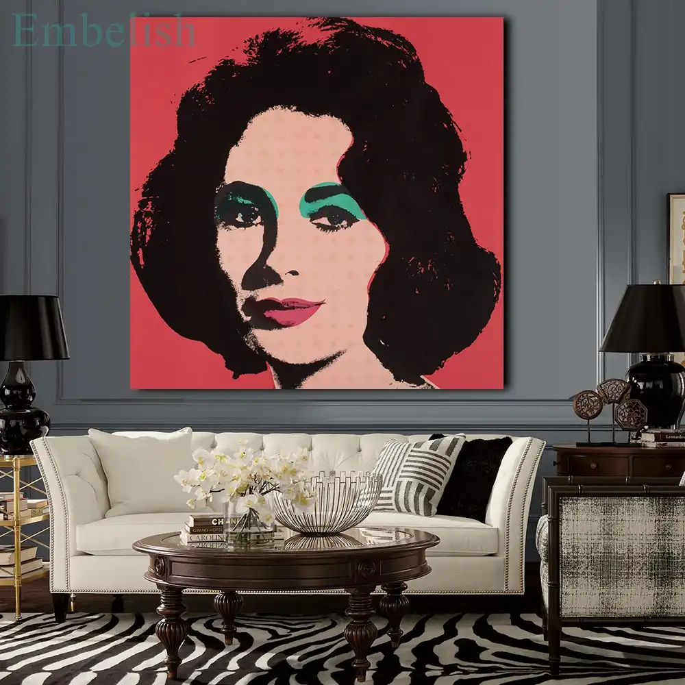 Embelishにキャンバス油絵アンディ ウォーホルエリザベス1964図リビングルームホームインテリアウォールアート写真ポスター 絵画 書道 Aliexpress