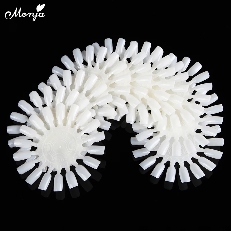 

Monja 10Pcs Natural White Nail Art False Nail UV Gel Nail Polish Color Display Card DIY Image Painting Practice Fake Nail Tips