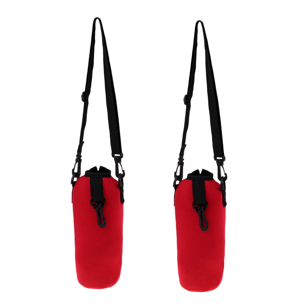 Perfeclansports Store-2pcs Sports Water Bottle Holder Sleeve Bag Carry Pouch Case Red 750ml 