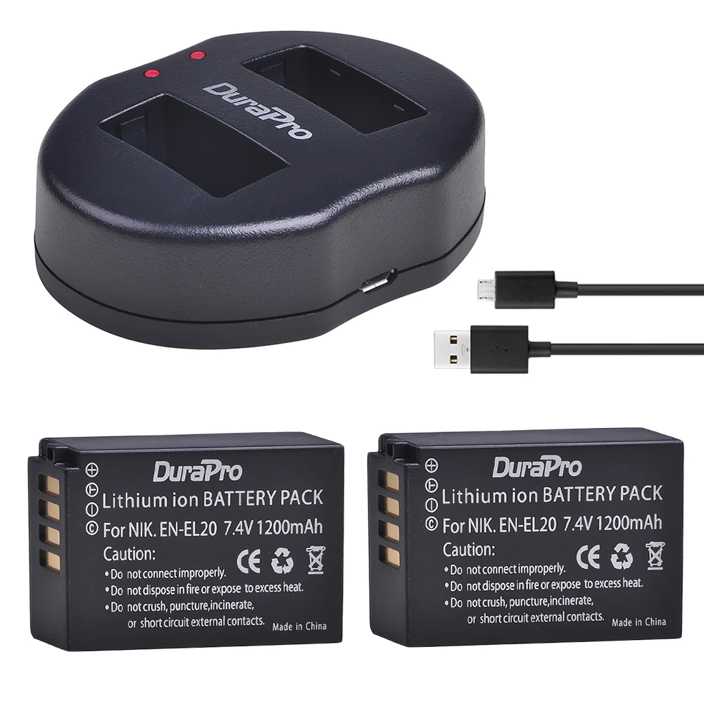 Устройство зарядное Durapro для камеры Nikon 1 J1 J2 J3 S1 Coolpix A1 AW1 P1000 2 шт. 1200 мАч|Цифровые аккумуляторы| |