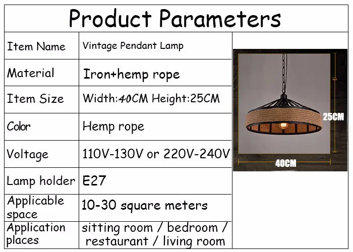 Американская железная Подвесная лампа с пеньковой веревкой для гостиной/Кофейни/столовой/бара/магазина, внутреннее освещение E27, держатель лампы 110-240 В