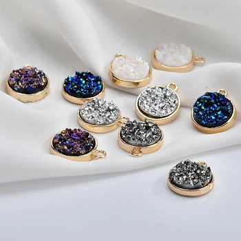 

New arrived 30pcs/lot color irregular resin core geometry rounds shape alloy floating locket charms diy jewelry earring pendants