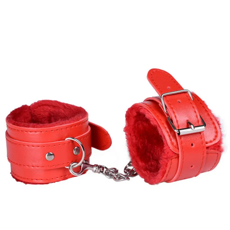 Ролевые игры из искусственной кожи наручники с ключами полицейская ролевой косплей инструменты полицейская игрушка для детей мальчик подарок на день рождения - Цвет: Красный